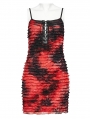 Black and Red Gothic Tie Dyed Textured Punk Slim Fit Short Dress