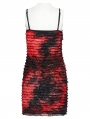 Black and Red Gothic Tie Dyed Textured Punk Slim Fit Short Dress