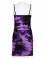 Black and Violet Gothic Tie Dyed Textured Punk Slim Fit Short Dress