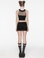 Black Gothic Punk Studded Casual Knitted Fit Vest Top for Women