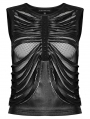 Black Gothic Punk Mesh Perspective Fitted Sleeveless Top for Women