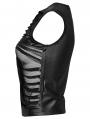 Black Gothic Punk Mesh Perspective Fitted Sleeveless Top for Women