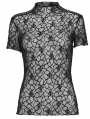 Black Gothic Punk Daily Skull Mesh Fit Short Sleeve T-Shirt for Women