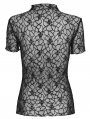 Black Gothic Punk Daily Skull Mesh Fit Short Sleeve T-Shirt for Women