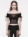 Black Gothic Off-the-Shoulder Sexy Lace Splicing Top for Women