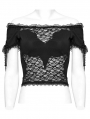 Black Gothic Off-the-Shoulder Sexy Lace Splicing Top for Women