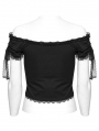 Black Gothic Off-the-Shoulder Sexy Lace Splicing Top for Women