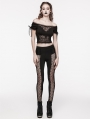 Black Gothic Daily Lace Spliced Hollow Out Pants for Women