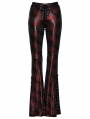 Black and Red Gothic Punk Daily Flared Drawstring Pants for Women