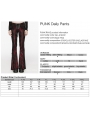 Black and Red Gothic Punk Daily Flared Drawstring Pants for Women