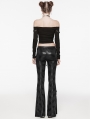 Black Gothic Punk Daily Flared Drawstring Pants for Women