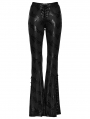 Black Gothic Punk Daily Flared Drawstring Pants for Women