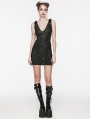 Black Gothic Punk Sexy Deep V-Neck Side Mesh Splicing Short Dress