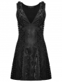 Black Gothic Punk Sexy Deep V-Neck Side Mesh Splicing Short Dress