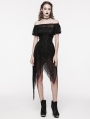 Black Gothic Sweet Puff Sleeves Lace Irregular Hem Dress