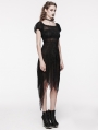 Black Gothic Sweet Puff Sleeves Lace Irregular Hem Dress