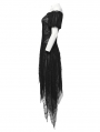 Black Gothic Sweet Puff Sleeves Lace Irregular Hem Dress