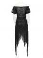 Black Gothic Sweet Puff Sleeves Lace Irregular Hem Dress