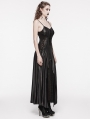 Black Gothic PU Leather Hollow-out Slip Sexy Maxi Dress