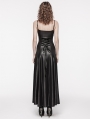 Black Gothic PU Leather Hollow-out Slip Sexy Maxi Dress