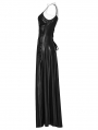 Black Gothic PU Leather Hollow-out Slip Sexy Maxi Dress