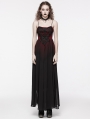 Black and Red Gothic Gorgeous Chiffon Embroidery Long Slip Dress