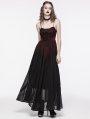 Black and Red Gothic Gorgeous Chiffon Embroidery Long Slip Dress