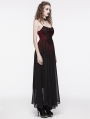 Black and Red Gothic Gorgeous Chiffon Embroidery Long Slip Dress