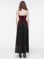 Black and Red Gothic Gorgeous Chiffon Embroidery Long Slip Dress