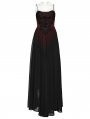 Black and Red Gothic Gorgeous Chiffon Embroidery Long Slip Dress