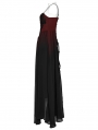 Black and Red Gothic Gorgeous Chiffon Embroidery Long Slip Dress