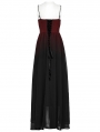 Black and Red Gothic Gorgeous Chiffon Embroidery Long Slip Dress