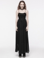 Black Gothic Gorgeous Chiffon Embroidery Long Slip Dress