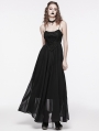 Black Gothic Gorgeous Chiffon Embroidery Long Slip Dress