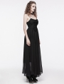 Black Gothic Gorgeous Chiffon Embroidery Long Slip Dress