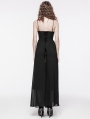 Black Gothic Gorgeous Chiffon Embroidery Long Slip Dress