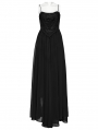 Black Gothic Gorgeous Chiffon Embroidery Long Slip Dress