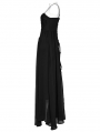 Black Gothic Gorgeous Chiffon Embroidery Long Slip Dress