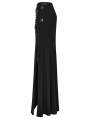 Black Gothic Punk Mesh Splicing Drawstring Slit Maxi Skirt