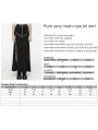 Black Gothic Punk Mesh Splicing Drawstring Slit Maxi Skirt