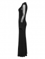 Black Gothic Lace Applique Mesh Long Sleeve Slim Fit Dress
