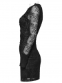 Black Gothic Elegant Lace Embroidery Long Sleeve Short Dress