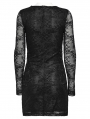 Black Gothic Elegant Lace Embroidery Long Sleeve Short Dress
