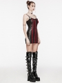 Black and Red Gothic Punk Rivet Webbing Sexy Slim Short Dress