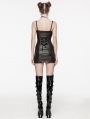 Black and Red Gothic Punk Rivet Webbing Sexy Slim Short Dress