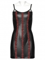 Black and Red Gothic Punk Rivet Webbing Sexy Slim Short Dress