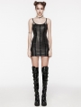 Black Gothic Punk Rivet Webbing Sexy Slim Short Dress