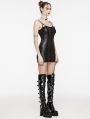 Black Gothic Punk Rivet Webbing Sexy Slim Short Dress