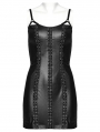 Black Gothic Punk Rivet Webbing Sexy Slim Short Dress