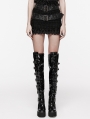 Black Gothic Cute Punk Mesh Mini Skirt with Detachable Belt